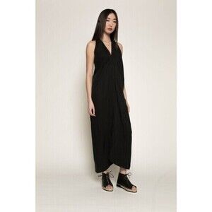 H. Fredriksson Maxi Siren Dress Pullover Cupro Silk Black Drapey Whimsigoth